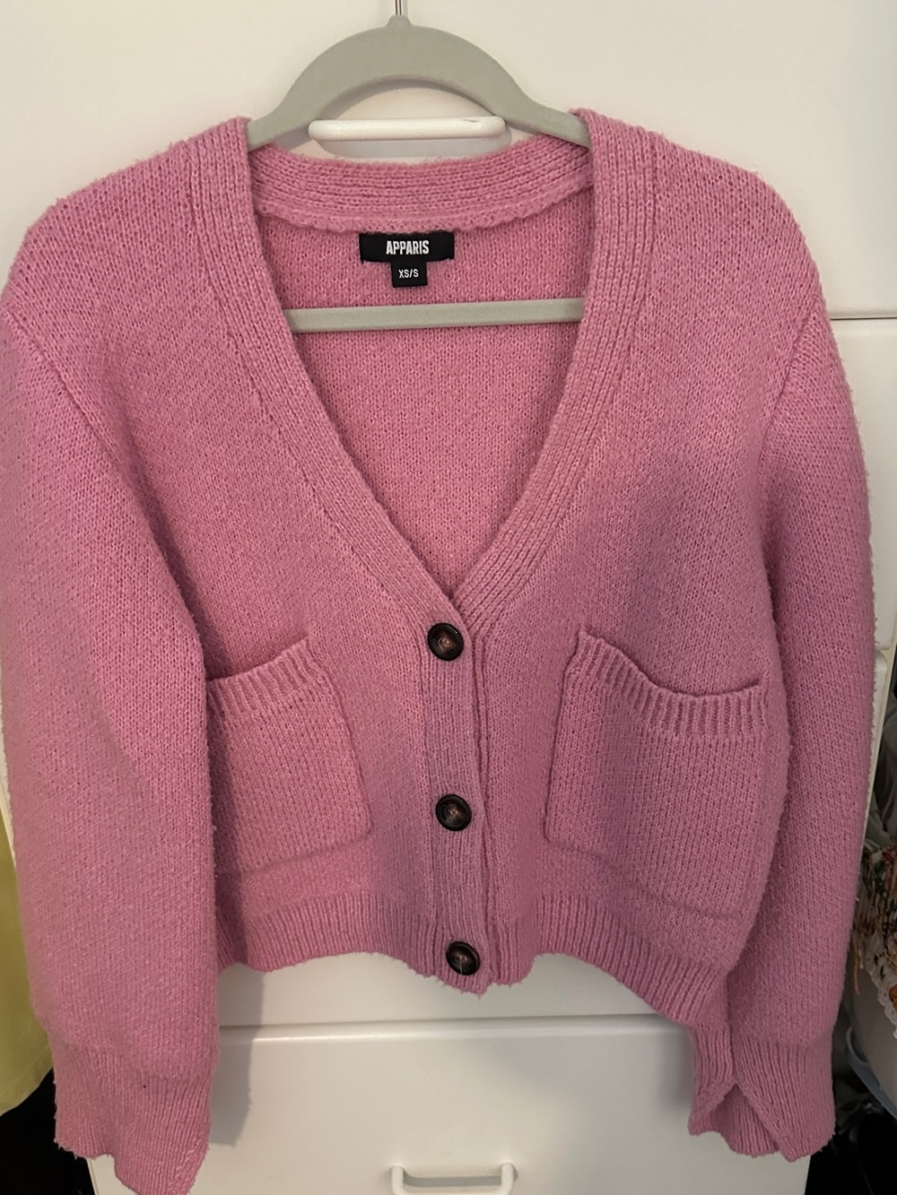 Apparis Bubblegum Pink V-Neck Button Pocket Cardigan
